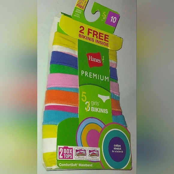 NWT~Hane's~Girls Cotton 5 Pack Premium Bikini Panties~Size 10 - Picture 2 of 6